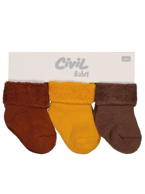 10343 Civil Baby Basic Kıvrık Havlu 6- 3'lü Bebek Erkek Çorap Set - Standart18 Ay