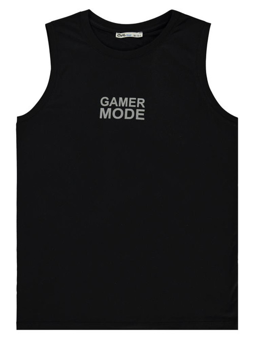 Gamer Mode Reflektör Baskılı Sıfır Kol 10-13 Yaş Tişört - Siyah12-13 Yaş