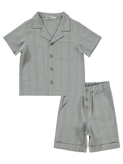 Cebi Palmiye Nakışlı Askılı 2-5 Yaş Takım - Gri2-3 Yaş