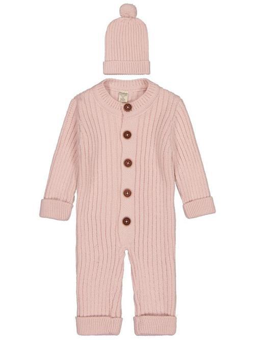 Düğmeli 3-12 Ay Tulum - Pembe9-12 Ay