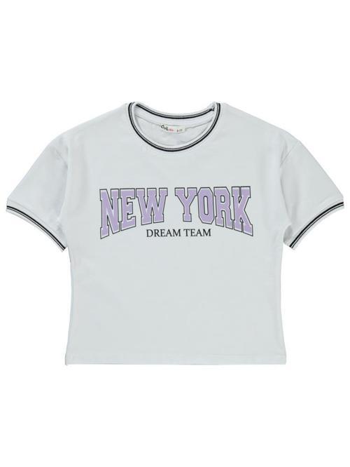 New York Baskılı 10-13 Yaş Tişört - Beyaz13-14 Yaş