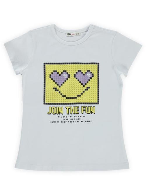 Pixcel Baskılı 6-9 Yaş Tişört - Beyaz6-7 Yaş