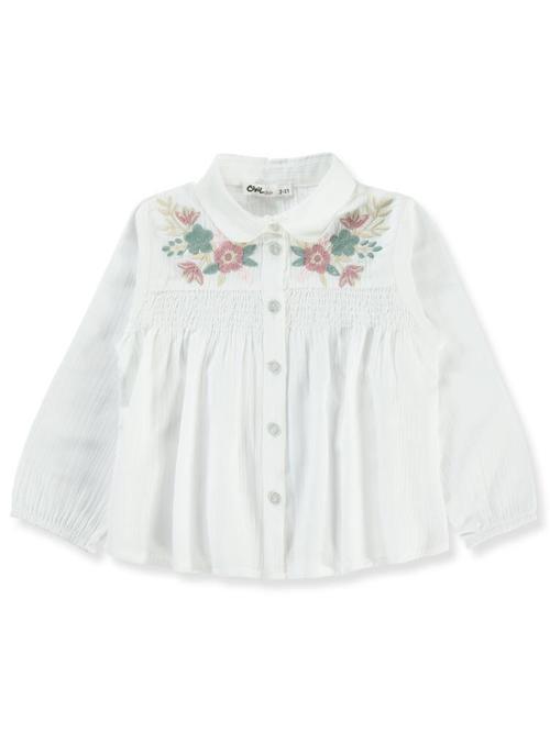 Çiçek Nakışlı 2-5 Yaş Gömlek - Ekru2-3 Yaş