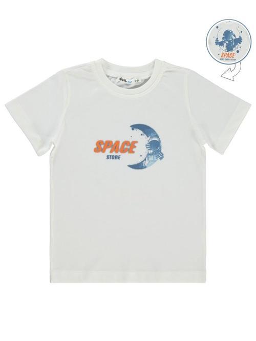 Space Store Baskılı 2-5 Yaş Tişört - Ekru3-4 Yaş
