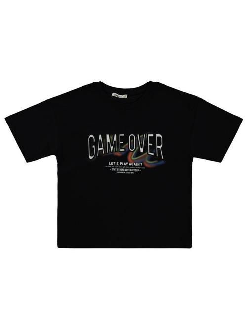Game Over Baskılı 10-13 Yaş Tişört - Siyah12-13 Yaş