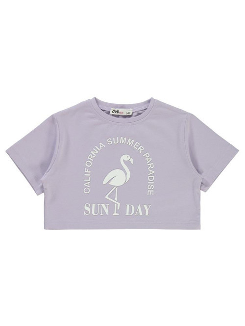 Flamingo Baskılı 2-5 Yaş Tişört - Lila4-5 Yaş