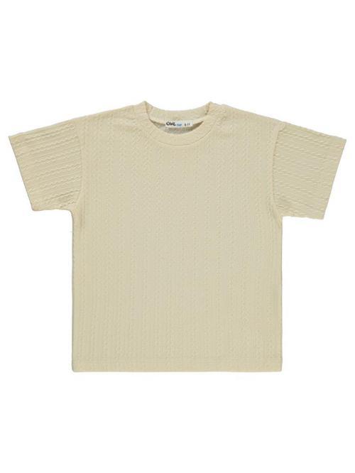 Kendinden Desenli 6-9 Yaş Tişört - Bej6-7 Yaş