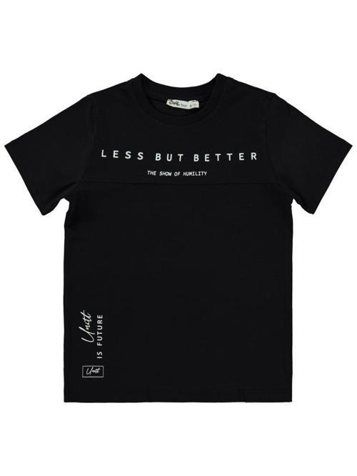 Less But Better Baskılı 6-9 Yaş Tişört - Siyah8-9 Yaş