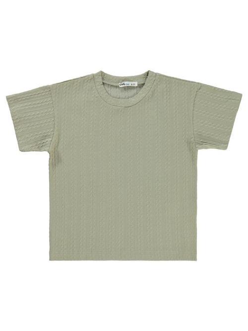 Kendinden Desenli 6-9 Yaş Tişört - Haki7-8 Yaş