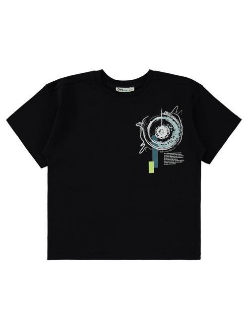 Sıçratma Baskılı 10-13 Yaş Tişört - Siyah13-14 Yaş