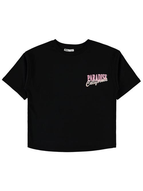 Palmiye Baskılı 10-13 Yaş Tişört - Siyah13-14 Yaş