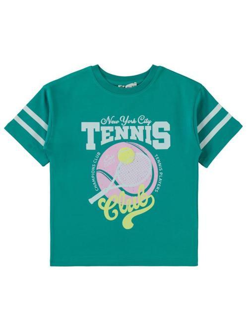 Tenis Baskılı 6-9 Yaş Tişört - Yeşil7-8 Yaş