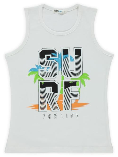 Surf Palmiye Baskılı 6-9 Yaş Tişört - Beyaz9-10 Yaş