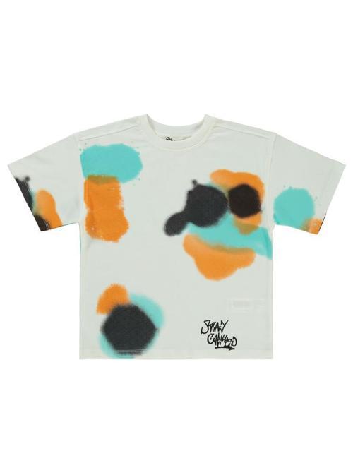 Püskürtme Boya Baskılı 6-9 Yaş Tişört - Beyaz6-7 Yaş