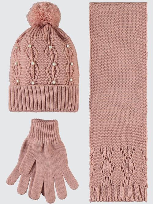 Garson 10-13 Yaş Atkı Bere Eldiven Set - PembeStandart