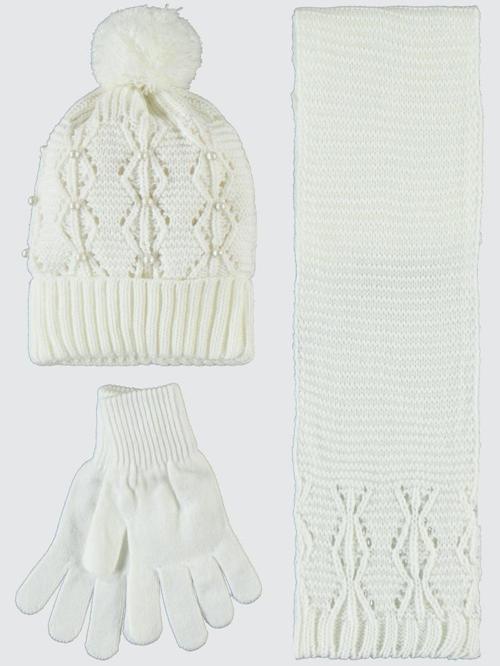 Garson 10-13 Yaş Atkı Bere Eldiven Set - BeyazStandart