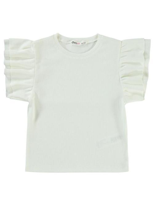 Volan Kollu 10-13 Yaş Tişört - Ekru13-14 Yaş