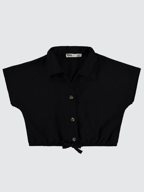 Beli Büzgülü 2-5 Yaş Gömlek - Siyah3-4 Yaş