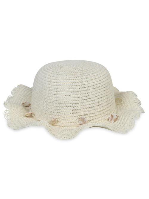 Taşlı Aksesuar 4-8 Yaş Çocuk Kız Hasır Şapka - BeyazStandart