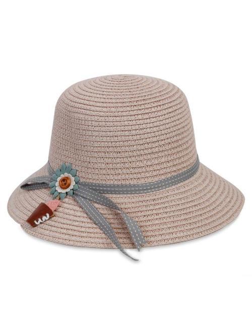 6-9 Yaş Kız Çocuk Hasır Şapka - PembeStandart