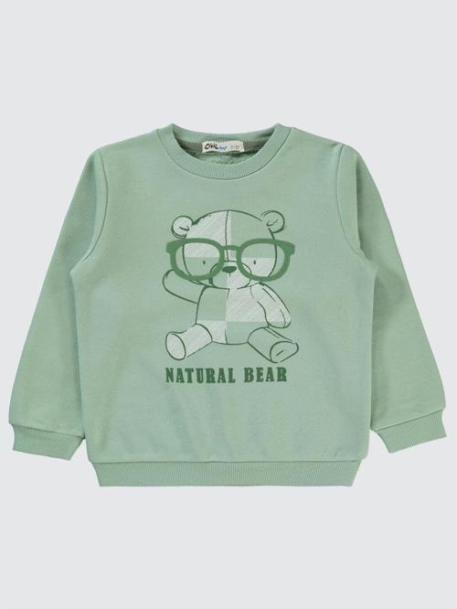 Natural Bear Baskılı 2-5 Yaş Sweatshirt - Haki2-3 Yaş
