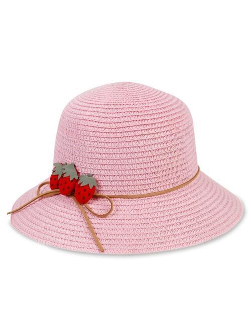 6-9 Yaş Kız Çocuk Hasır Şapka - PembeStandart