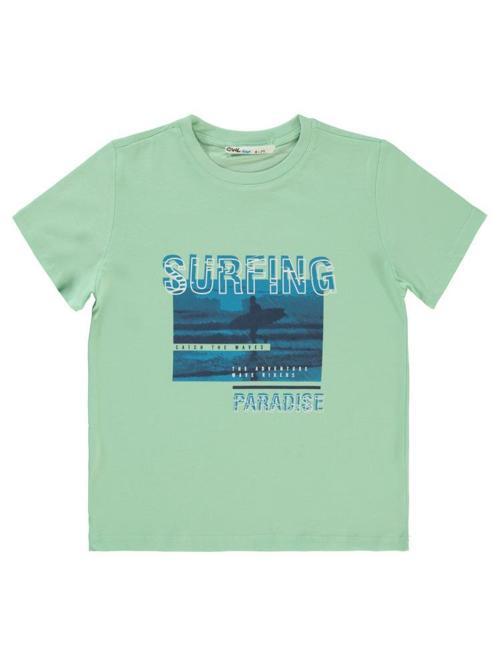 Surfıng Baskılı 6-9 Yaş Tişört - Yeşil9-10 Yaş