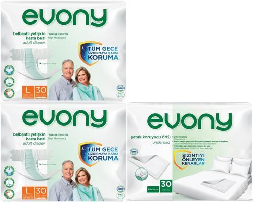 Hasta Bezi Yetişkin Bel Bantlı Tekstil Yüzey L-Büyük 60 Adet + Yatak Koruyucu Örtü 30 Adet