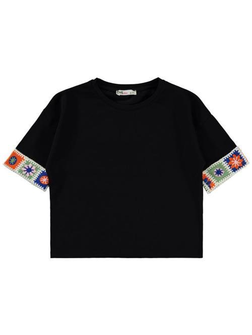 Kolu Desenli 6-9 Yaş Tişört - Siyah7-8 Yaş