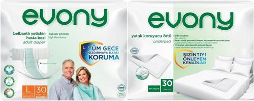 Hasta Bezi Yetişkin Bel Bantlı Tekstil Yüzey L-Büyük 30 Adet + Yatak Koruyucu Örtü 30 Adet