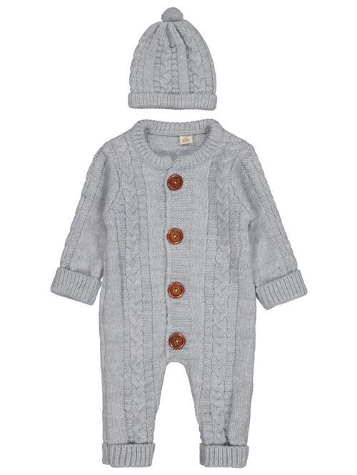 Düğmeli 3-12 Ay Tulum - Gri12-18 Ay