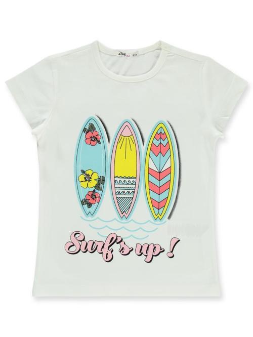 Surfs Up Baskılı 6-9 Yaş Tişört - Ekru6-7 Yaş