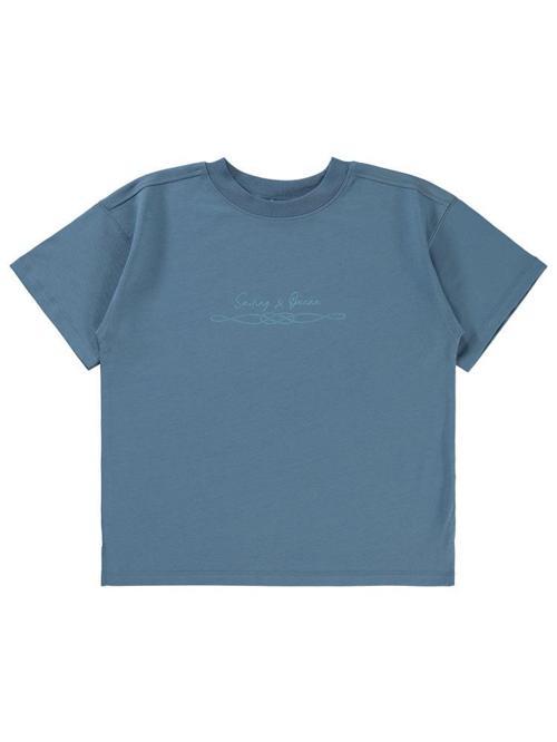 Sailing Baskılı Oversize 10-13 Yaş Tişört - Mavi11-12 Yaş