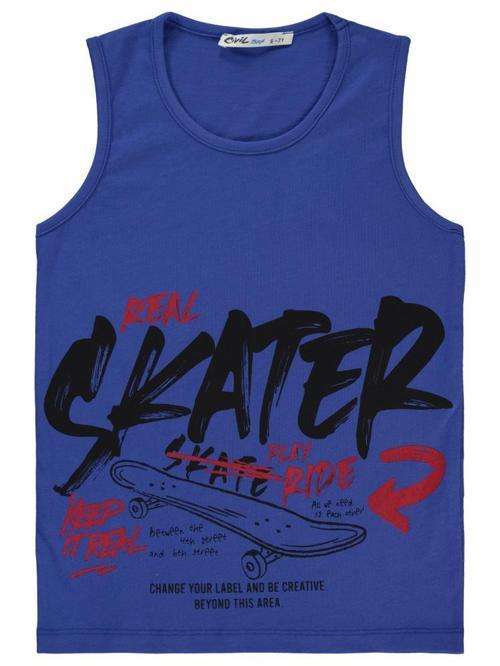 Skater Baskılı 6-9 Yaş Tişört - Mavi6-7 Yaş
