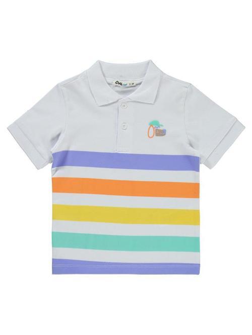 Köpek Nakışlı Çizgili 2-5 Yaş Tişört - Beyaz2-3 Yaş