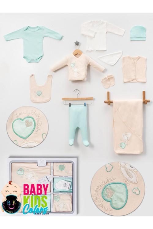 Lüks Tavşan Nakışlı Yeni Doğan Hastane Çıkış 10'Lu Zıbın Seti (Kutulu)