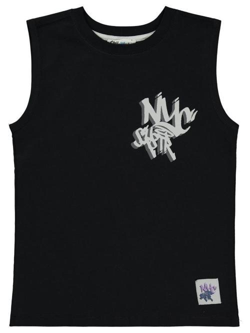 NYC Baskılı Sıfır Kol 10-13 Yaş Tişört - Siyah10-11 Yaş
