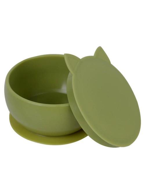 KitTen Vakum Tabanlı Kapaklı Silikon Kase - YeşilStandart