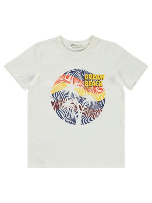 Dream Beach Baskılı 6-9 Yaş Tişört - Ekru8-9 Yaş