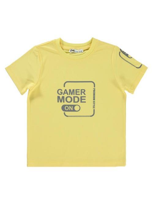 Gamer Mode Reflektör Baskılı 2-5 Yaş Tişört - Sarı5-6 Yaş