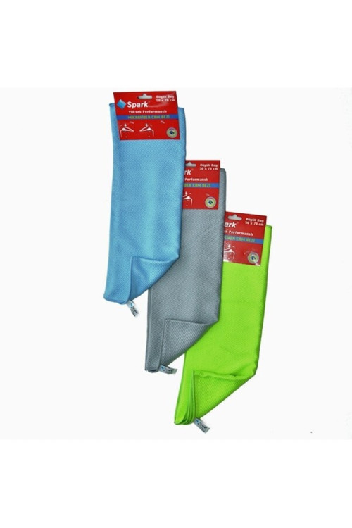 (3 Adet) 2311 Mikrofiber Oto Kurulama Ve Cam Temizlik Bezi 50X70 Cm. Mavi - Yeşil - Gri