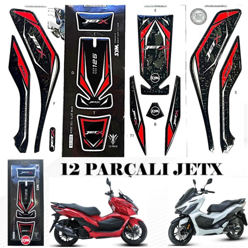JET X 125 KIRMIZI TANK PAD SETİ 12 PARÇALI ORJİNAL