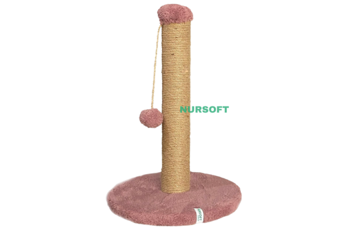 Yuvarlak Taban Ponponlu Kedi Tırmalama Direği 52 cm