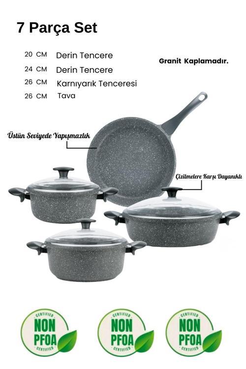 7 Parça Granit Döküm Tencere Seti