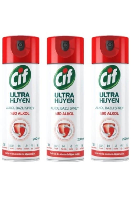 Ultra Hijyen Alkol Bazlı Sprey 200 Ml 3Lü Set