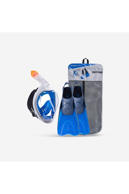 Yetişkin Su Altı Keşif Maskesi Seti - Mavi - Easybreath 500