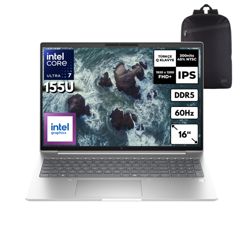 EliteBook 660 G11 Ultra 7 155U 32-GBDDR5 512 GBSSD Intel Graphics 16" WUXGA Win 10 Pro + HMF Sırt Çantası 9C004EAHMF24
