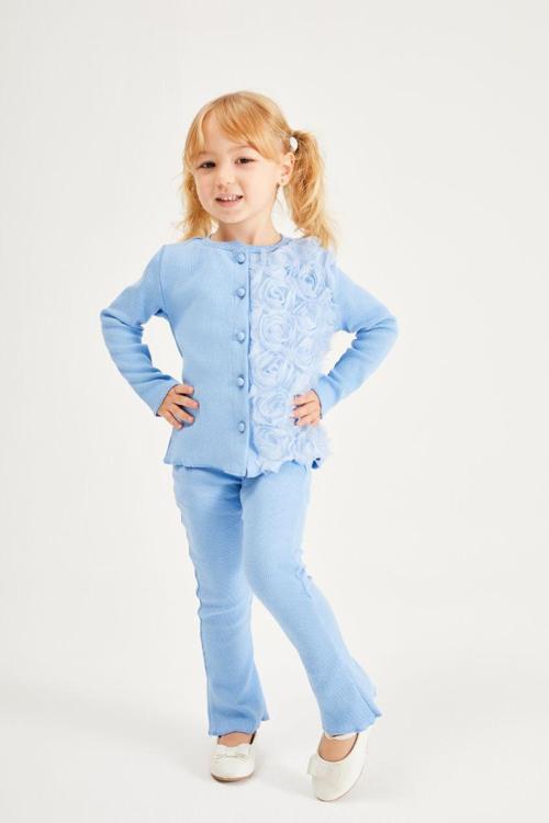 Kız Çocuk İkili Takım – Mavi Çiçek Detaylı