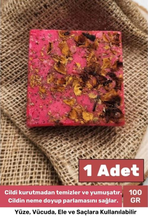 %100 Bitkisel Doğal El Yüz Saç Cilt Vücut Güzel Kokulu Orijinal Saf Gül Sabunu 100G - 1 Adet