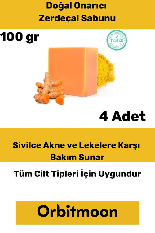 Özel Üretim Doğal El Yüz Saç Vücut Güzel Koku Leke Karşıtı Orijinal Zerdeçal Ekstraktı Sabunu 4 Adet